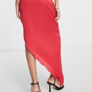 ASOS DESIGN Drape One-Shoulder Satin Maxi Dress